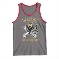Vintage Cat Hockey Goalie Tank Top Funny Im Just Here For The Purr Play Gift - Wonder Print Shop