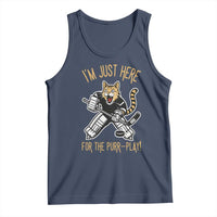 Vintage Cat Hockey Goalie Tank Top Funny Im Just Here For The Purr Play Gift - Wonder Print Shop