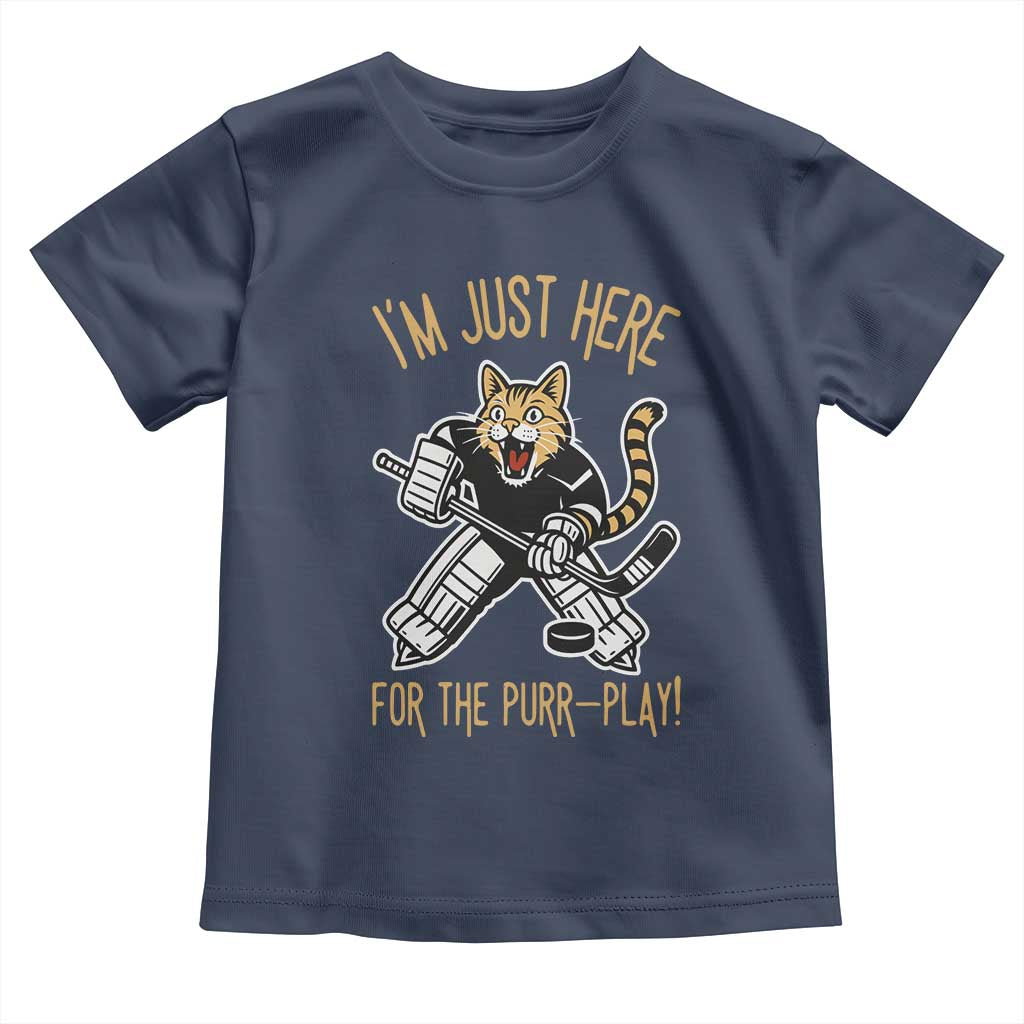 Vintage Cat Hockey Goalie Toddler T Shirt Funny Im Just Here For The Purr Play Gift - Wonder Print Shop