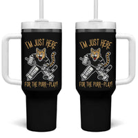 Vintage Cat Hockey Goalie Tumbler With Handle Funny Im Just Here For The Purr Play Gift - Wonder Print Shop