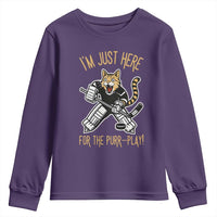 Vintage Cat Hockey Goalie Youth Sweatshirt Funny Im Just Here For The Purr Play Gift - Wonder Print Shop