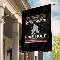 Funny Hockey Goalie Ugly Christmas Gift Garden Flag Shut Your Five Hole - Wonder Print Shop