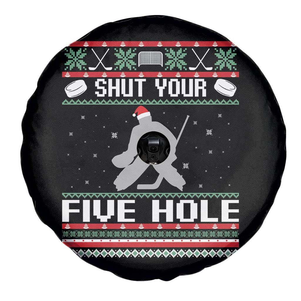 Funny Hockey Goalie Ugly Christmas Gift Spare Tire Cover Shut Your Five Hole - Wonder Print Shop