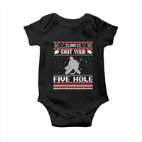 Funny Hockey Goalie Ugly Christmas Gift Baby Onesie Shut Your Five Hole - Wonder Print Shop