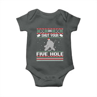 Funny Hockey Goalie Ugly Christmas Gift Baby Onesie Shut Your Five Hole - Wonder Print Shop