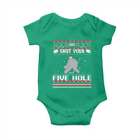 Funny Hockey Goalie Ugly Christmas Gift Baby Onesie Shut Your Five Hole - Wonder Print Shop