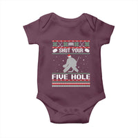 Funny Hockey Goalie Ugly Christmas Gift Baby Onesie Shut Your Five Hole - Wonder Print Shop