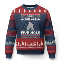 Funny Hockey Goalie Ugly Xmas Gift Ugly Christmas Sweater Shut Your Five Hole - Wonder Print Shop