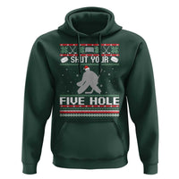 Funny Hockey Goalie Ugly Christmas Gift Hoodie Shut Your Five Hole - Wonder Print Shop