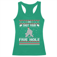 Funny Hockey Goalie Ugly Christmas Gift Racerback Tank Top Shut Your Five Hole - Wonder Print Shop
