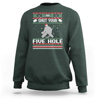 Funny Hockey Goalie Ugly Christmas Gift Sweatshirt Shut Your Five Hole - Wonder Print Shop