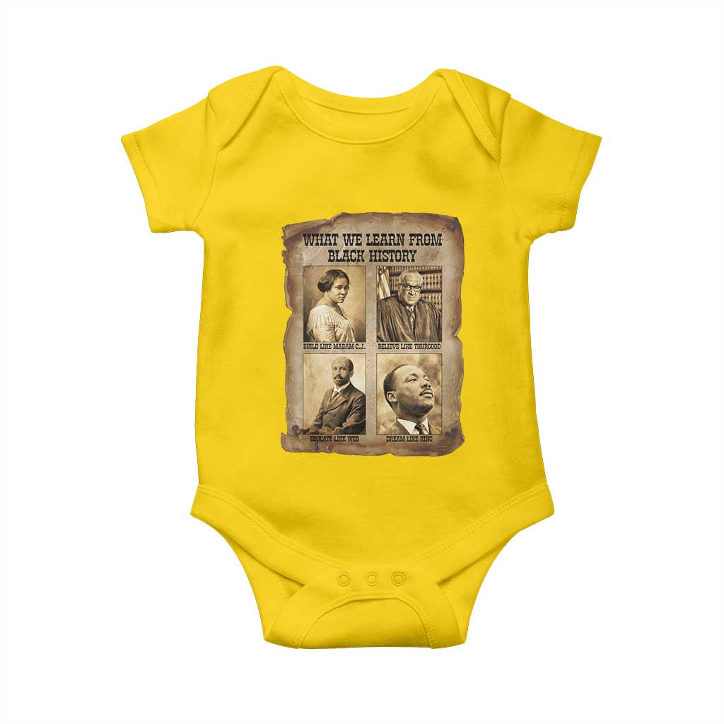 What We Learn From Black History Baby Onesie Iconic African American Figures - Wonder Print Shop