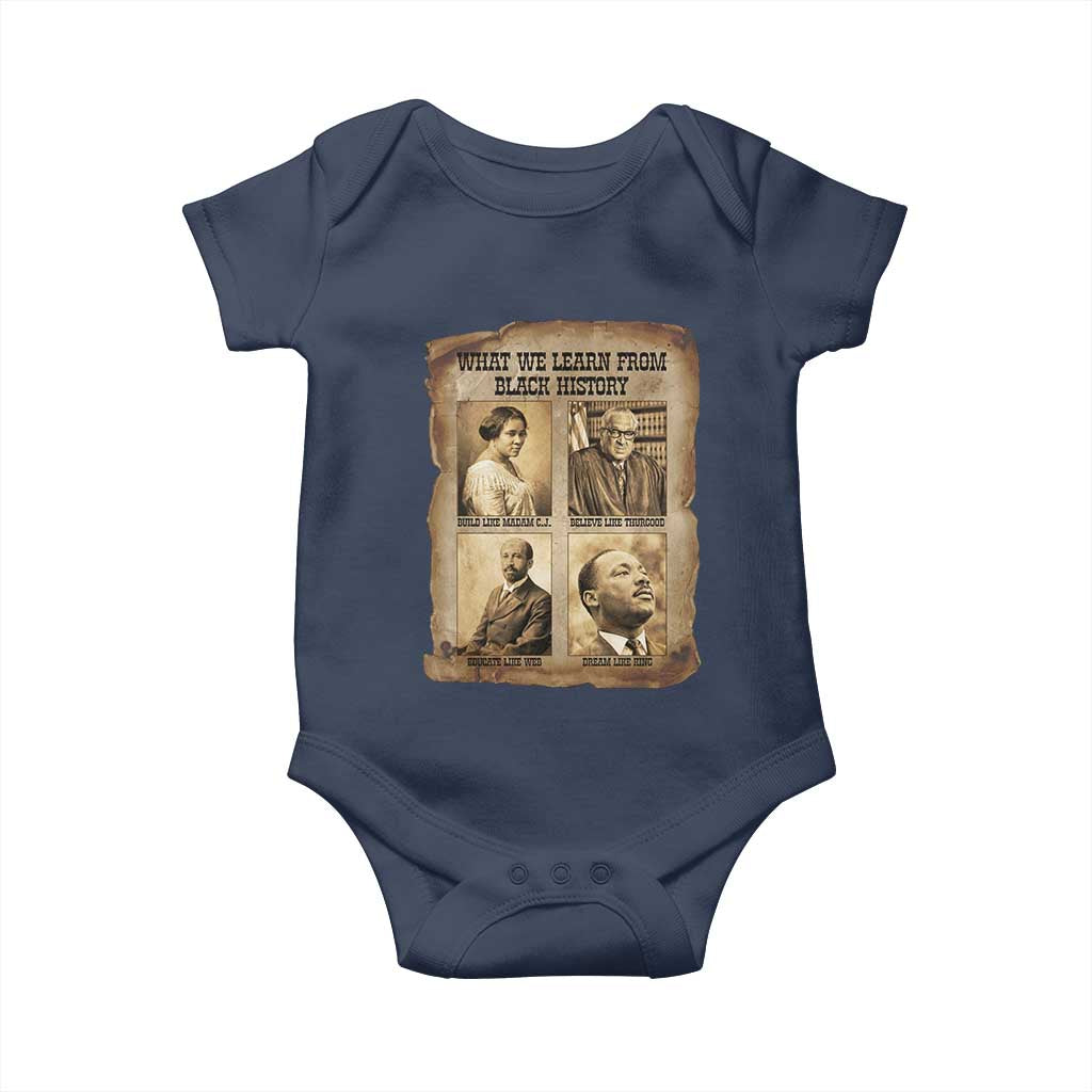 What We Learn From Black History Baby Onesie Iconic African American Figures - Wonder Print Shop