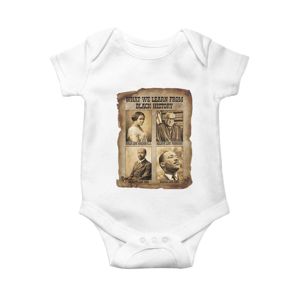 What We Learn From Black History Baby Onesie Iconic African American Figures - Wonder Print Shop