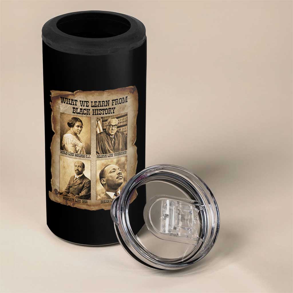 What We Learn From Black History 4 in 1 Can Cooler Tumbler Iconic African American Figures - Wonder Print Shop