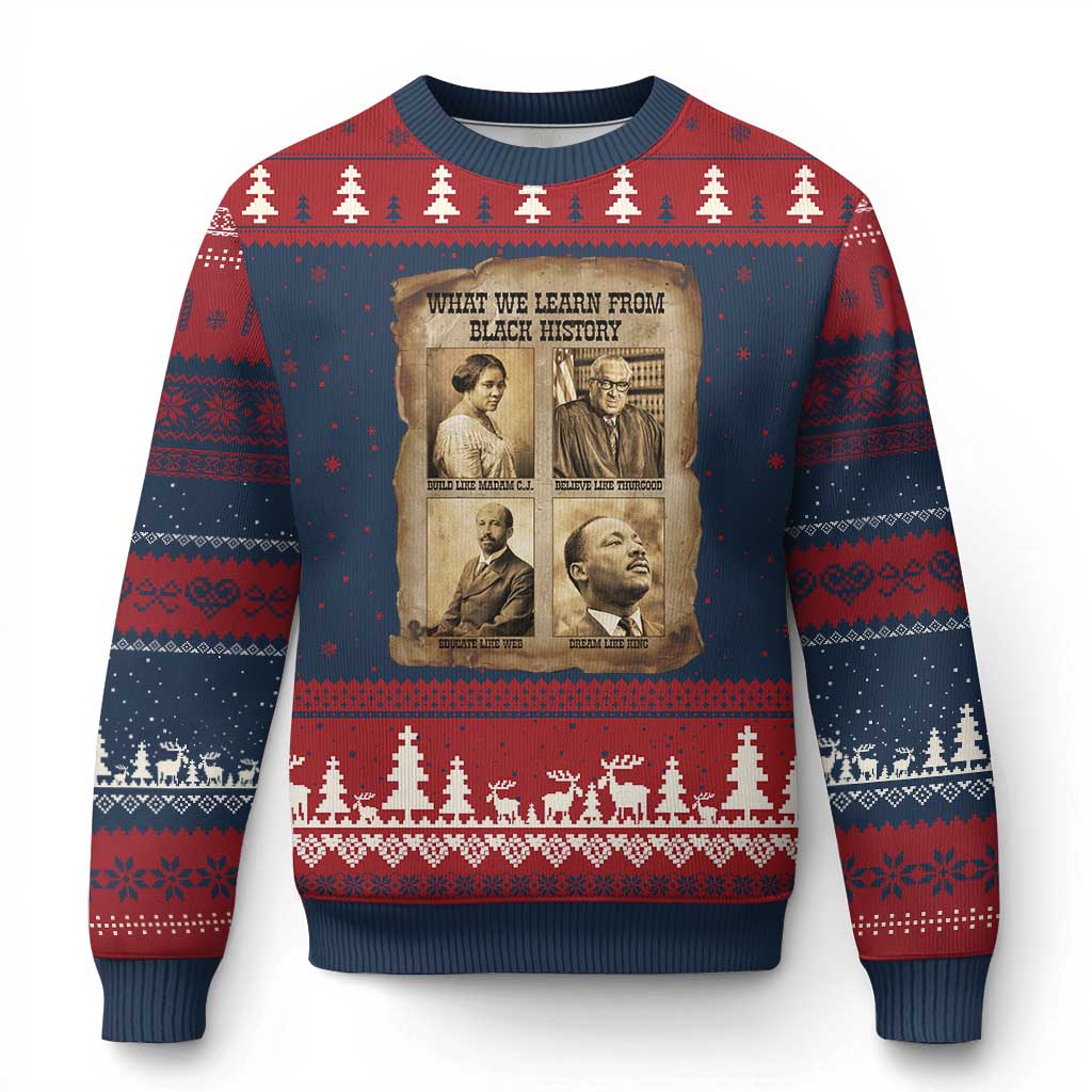 What We Learn From Black History Ugly Christmas Sweater Iconic African American Figures - Wonder Print Shop