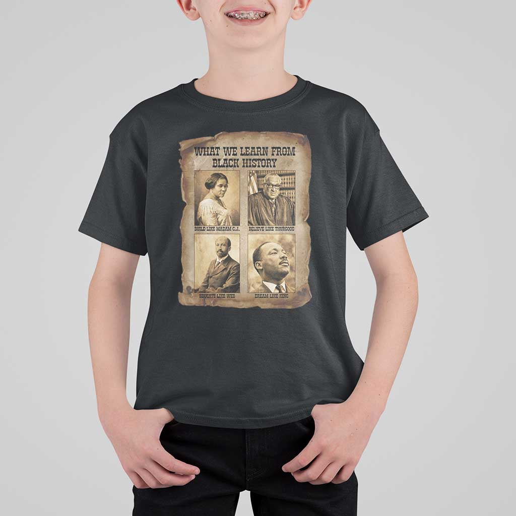 What We Learn From Black History T Shirt For Kid Iconic African American Figures - Wonder Print Shop