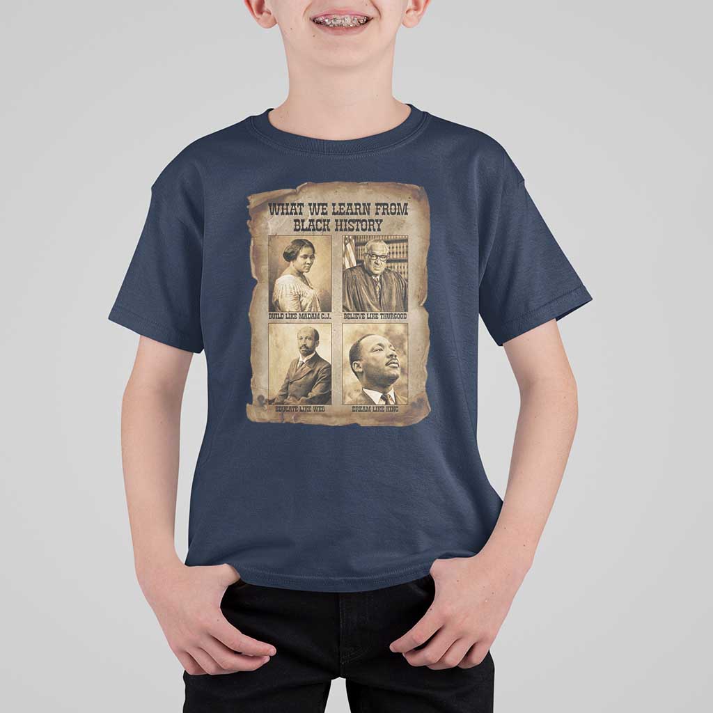 What We Learn From Black History T Shirt For Kid Iconic African American Figures - Wonder Print Shop