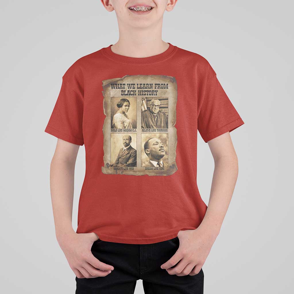 What We Learn From Black History T Shirt For Kid Iconic African American Figures - Wonder Print Shop