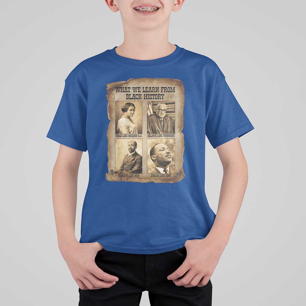 What We Learn From Black History T Shirt For Kid Iconic African American Figures - Wonder Print Shop