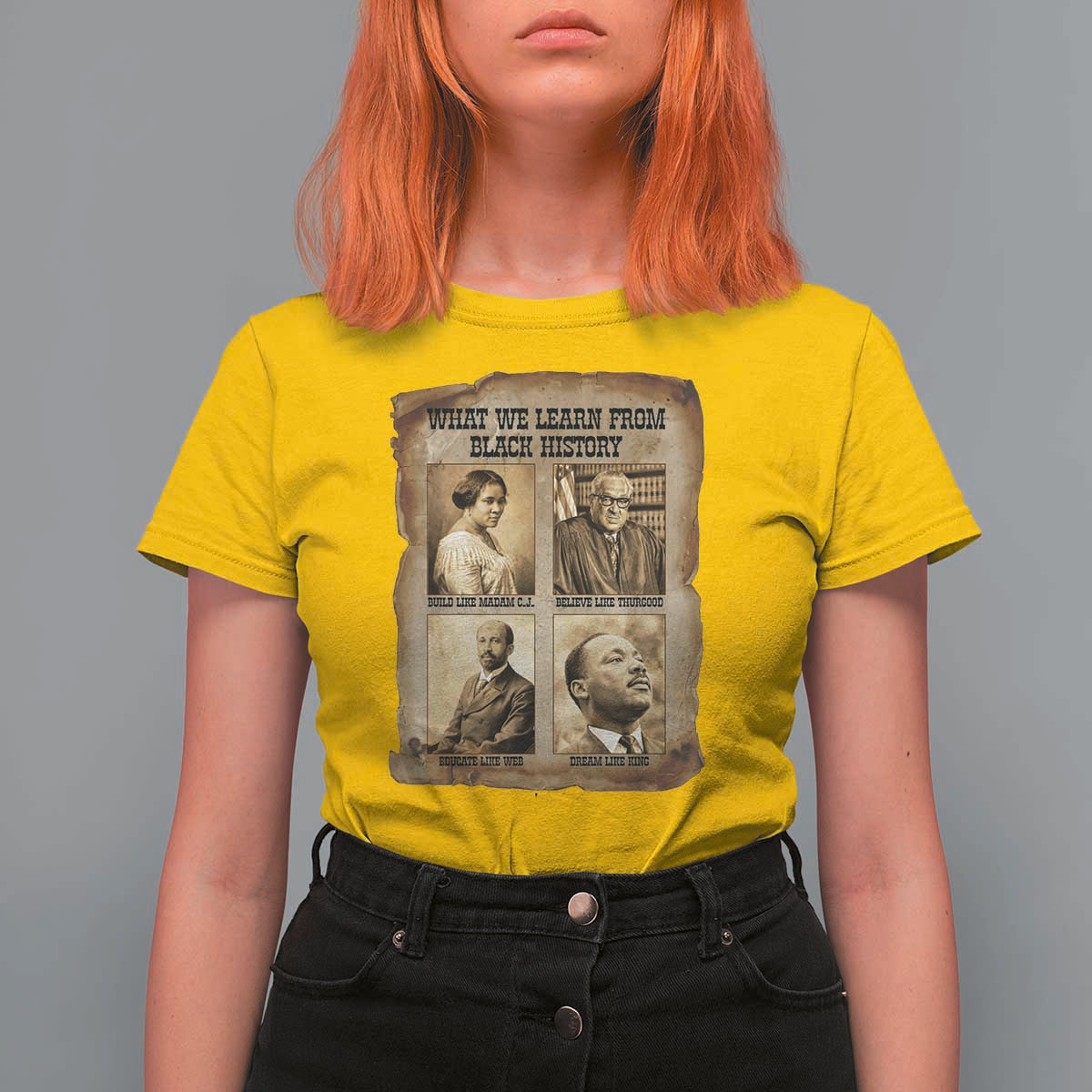 What We Learn From Black History T Shirt For Women Iconic African American Figures - Wonder Print Shop