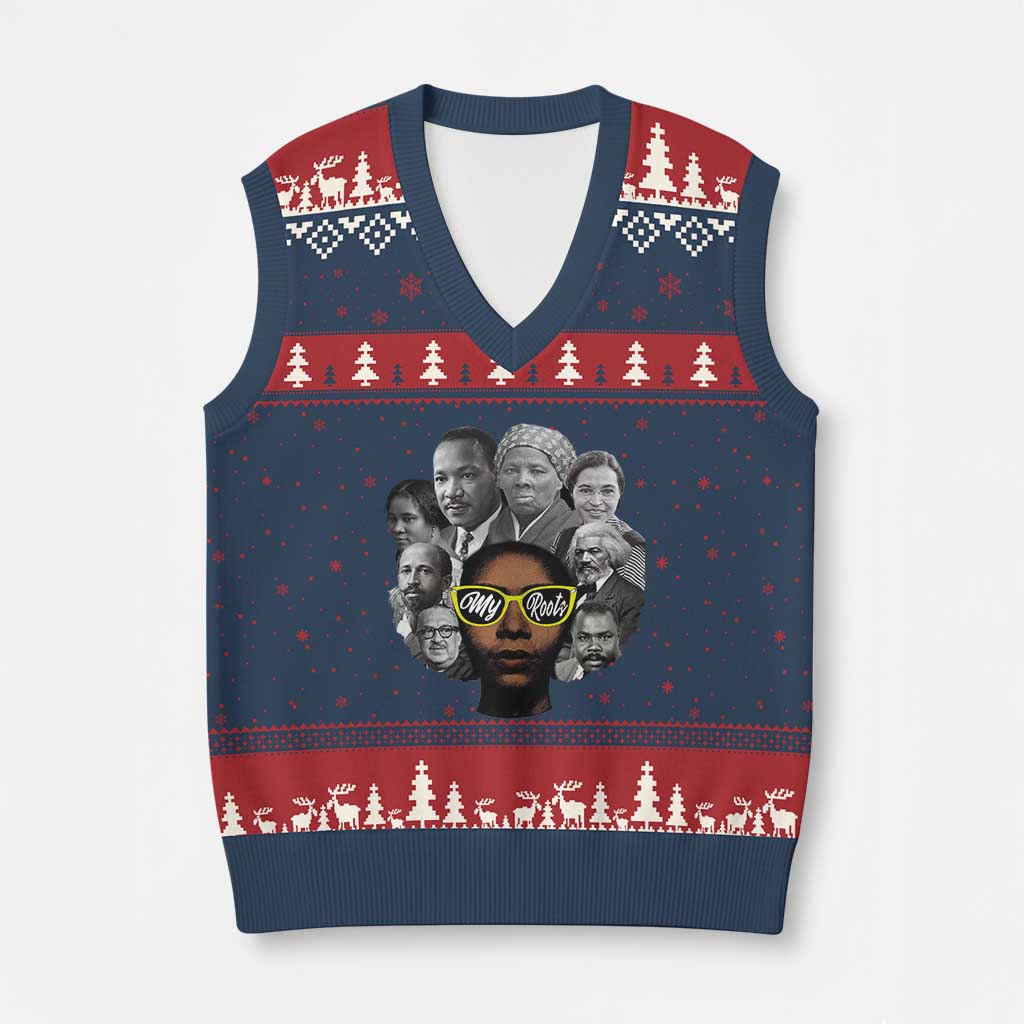My Roots Black History Leaders V-Neck Knit Sweater Vest African American Heritage - Wonder Print Shop