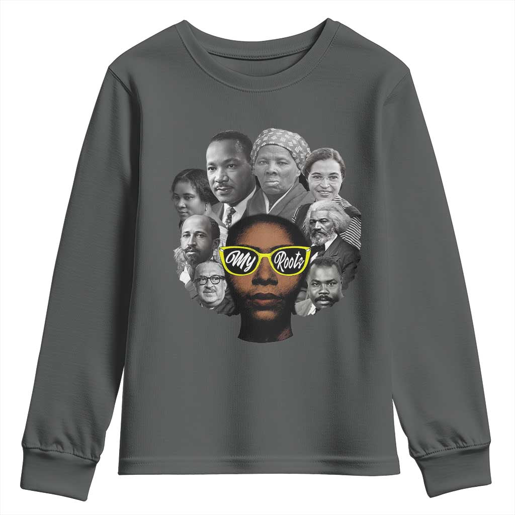My Roots Black History Leaders Youth Sweatshirt African American Heritage - Wonder Print Shop