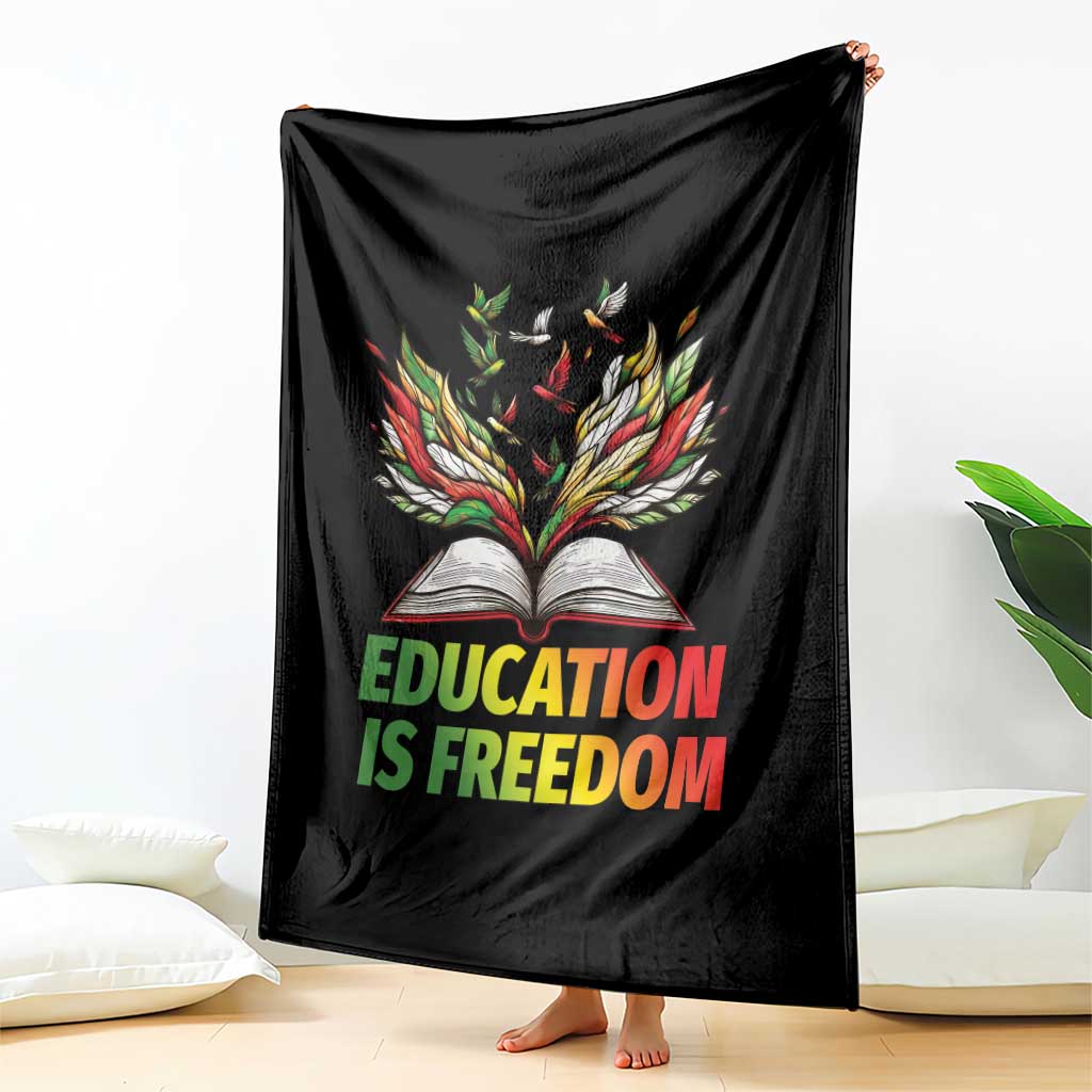 Education Is Freedom Throw Blanket Inspirational Black Teacher Gift - Wonder Print Shop