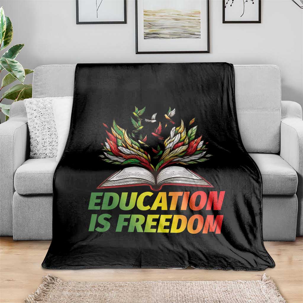 Education Is Freedom Throw Blanket Inspirational Black Teacher Gift - Wonder Print Shop