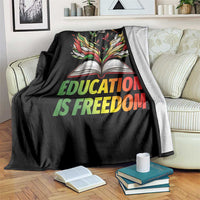 Education Is Freedom Throw Blanket Inspirational Black Teacher Gift - Wonder Print Shop