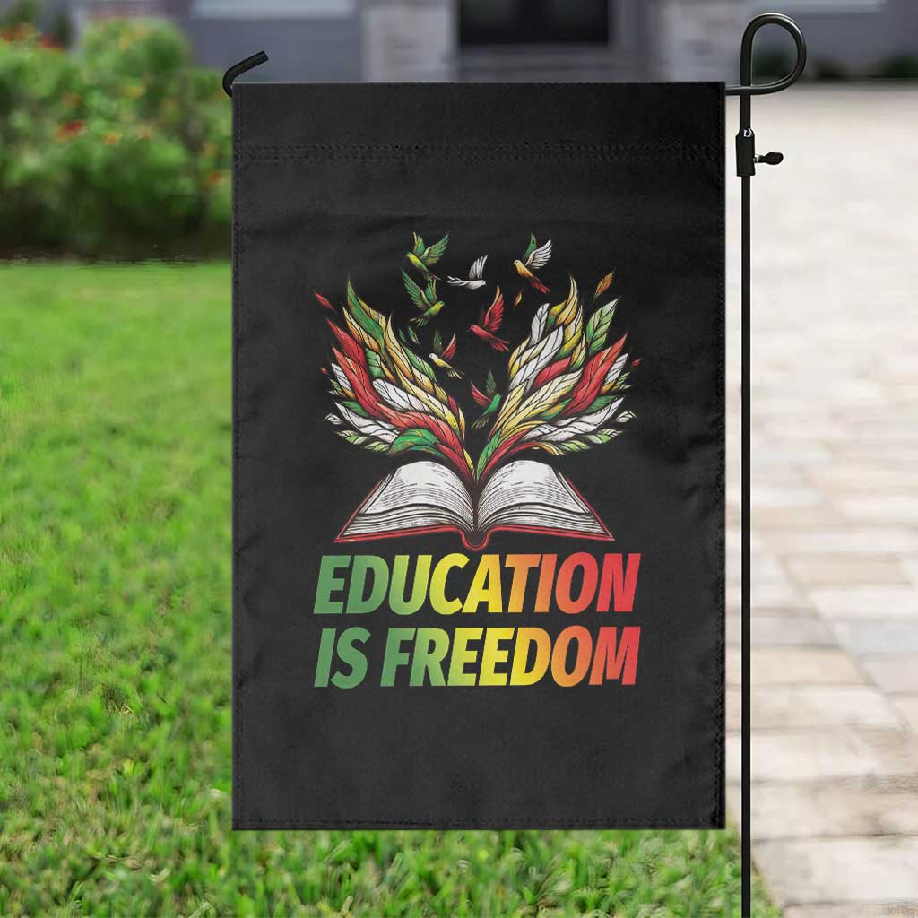 Education Is Freedom Garden Flag Inspirational Black Teacher Gift - Wonder Print Shop