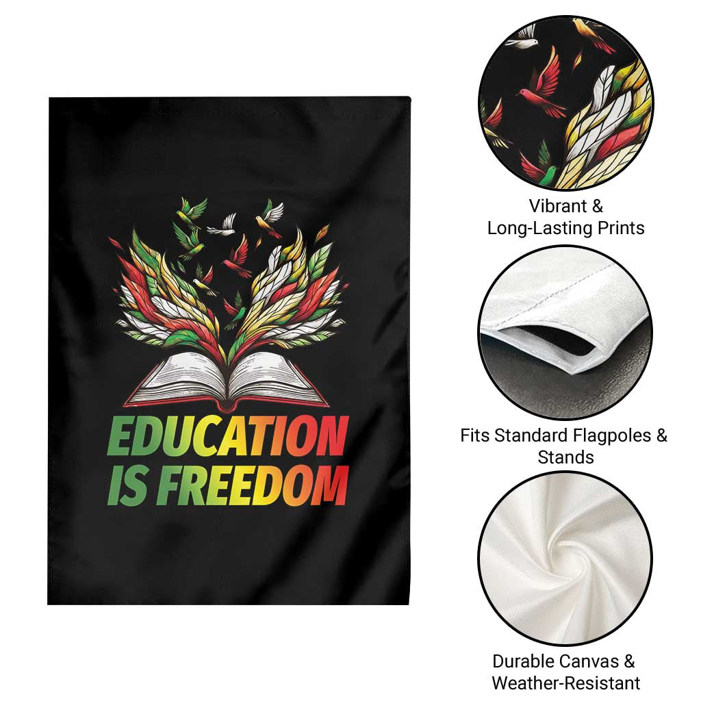 Education Is Freedom Garden Flag Inspirational Black Teacher Gift - Wonder Print Shop