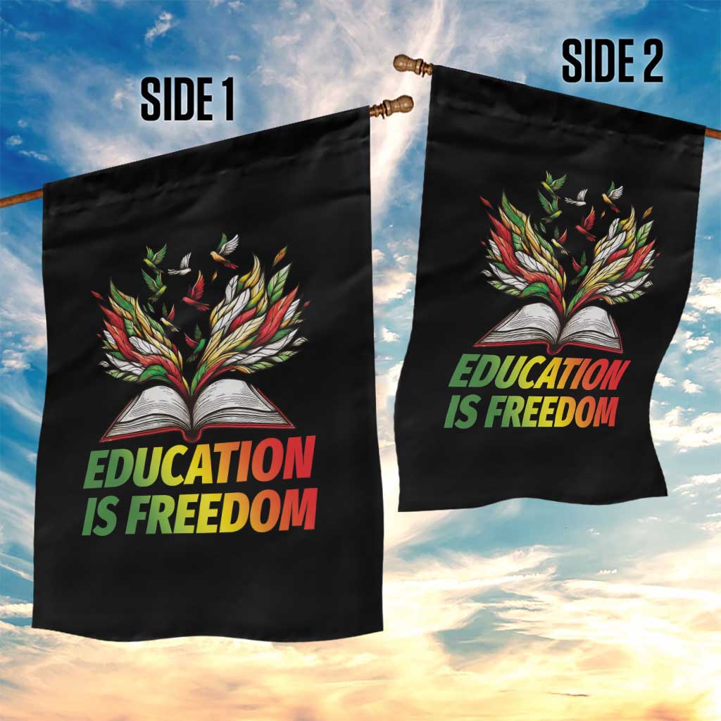 Education Is Freedom Garden Flag Inspirational Black Teacher Gift - Wonder Print Shop