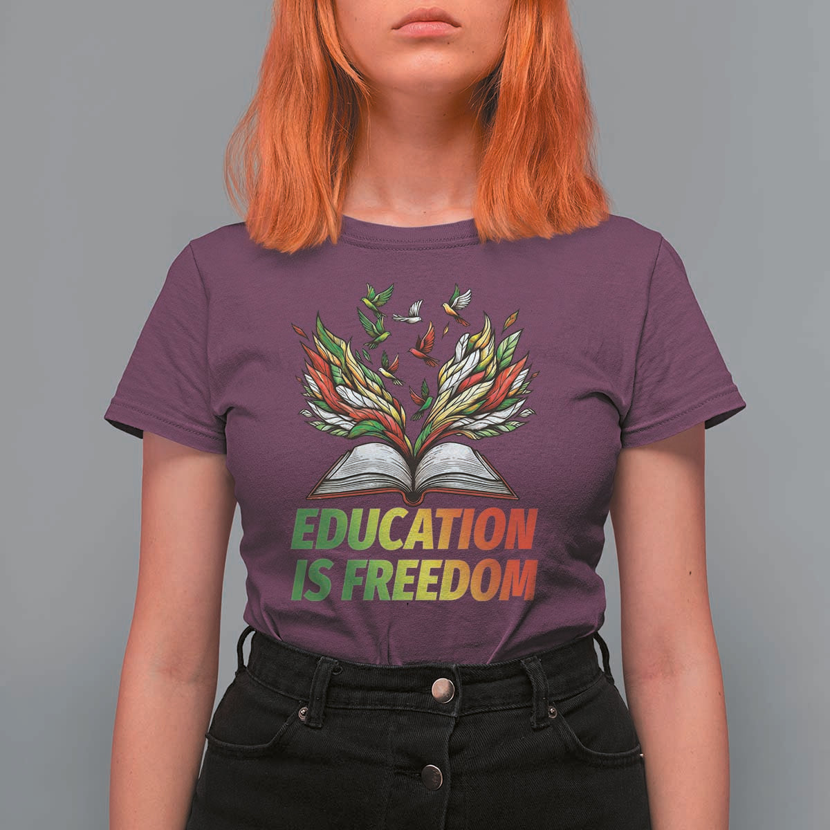 Education Is Freedom T Shirt For Women Inspirational Black Teacher Gift - Wonder Print Shop