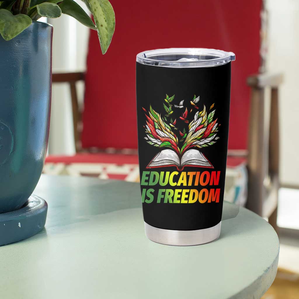 Education Is Freedom Tumbler Cup Inspirational Black Teacher Gift - Wonder Print Shop