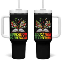 Education Is Freedom Tumbler With Handle Inspirational Black Teacher Gift - Wonder Print Shop
