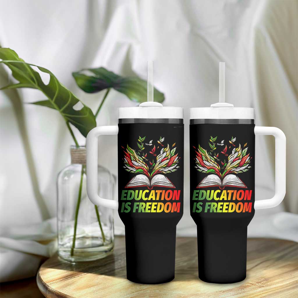 Education Is Freedom Tumbler With Handle Inspirational Black Teacher Gift - Wonder Print Shop