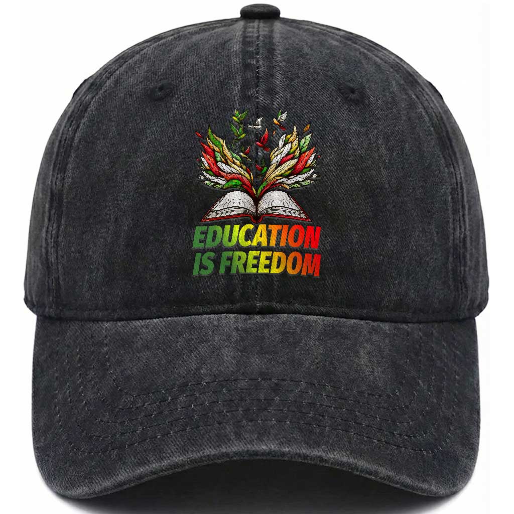 Education Is Freedom Washed Cotton Baseball Cap Inspirational Black Teacher Gift