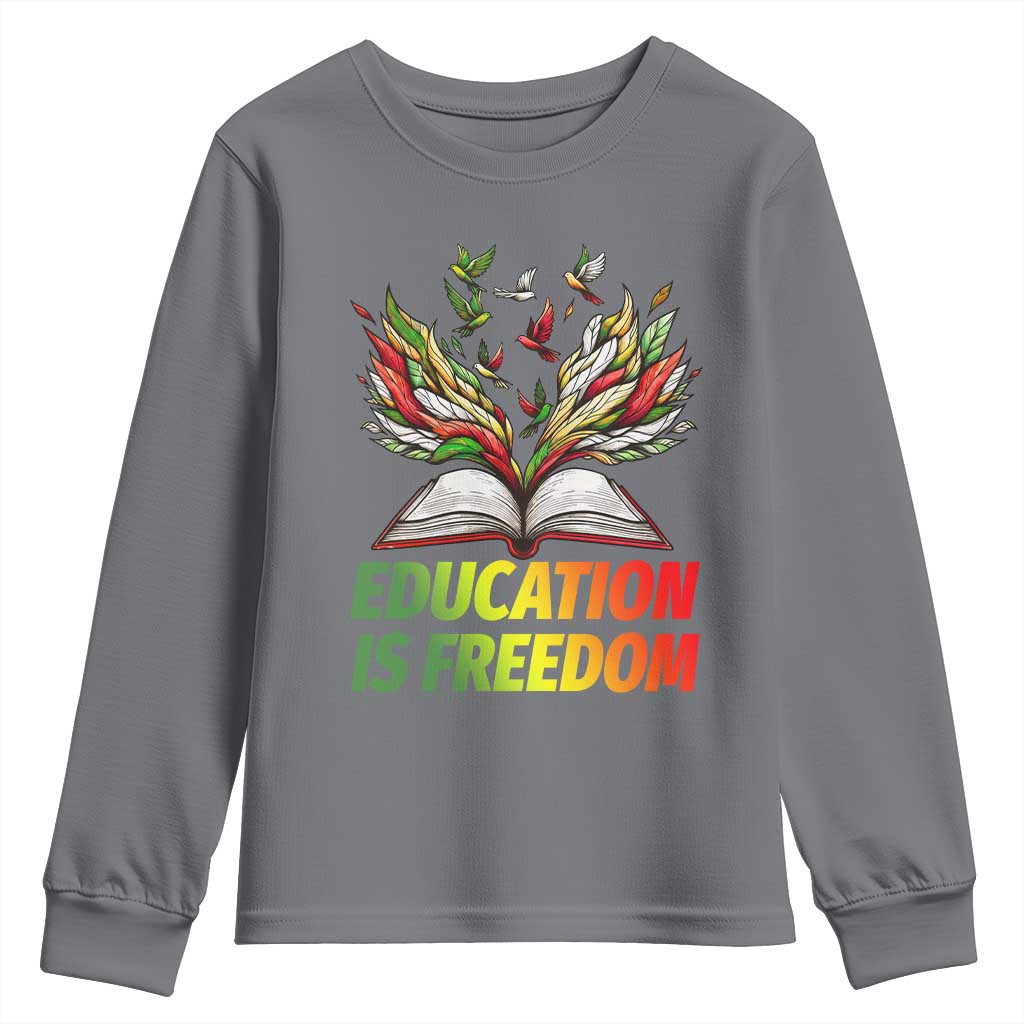 Education Is Freedom Youth Sweatshirt Inspirational Black Teacher Gift - Wonder Print Shop
