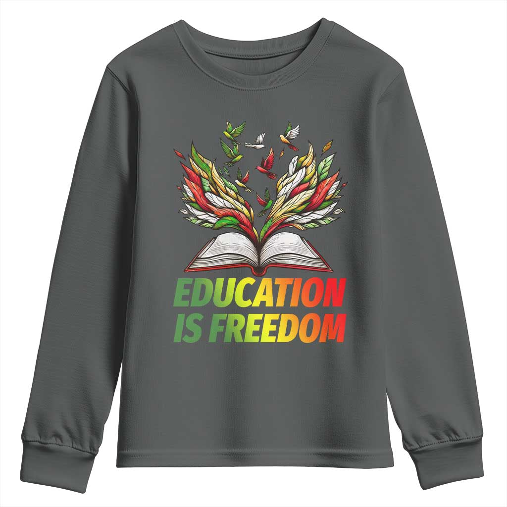 Education Is Freedom Youth Sweatshirt Inspirational Black Teacher Gift - Wonder Print Shop