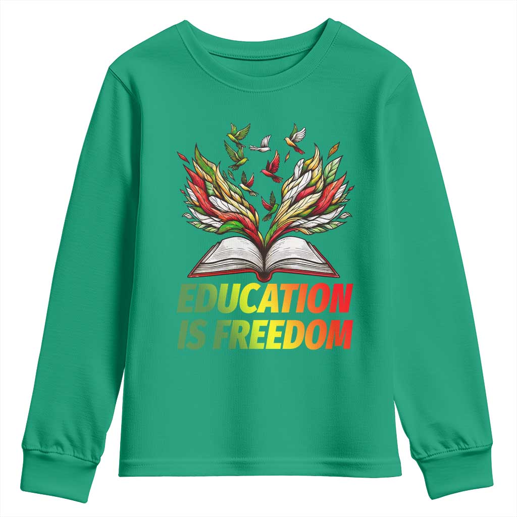 Education Is Freedom Youth Sweatshirt Inspirational Black Teacher Gift - Wonder Print Shop