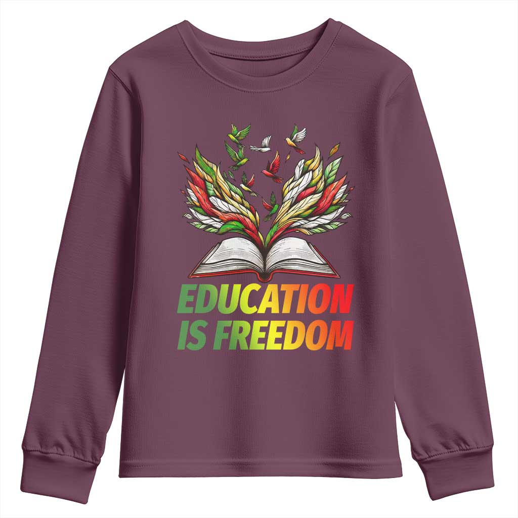 Education Is Freedom Youth Sweatshirt Inspirational Black Teacher Gift - Wonder Print Shop