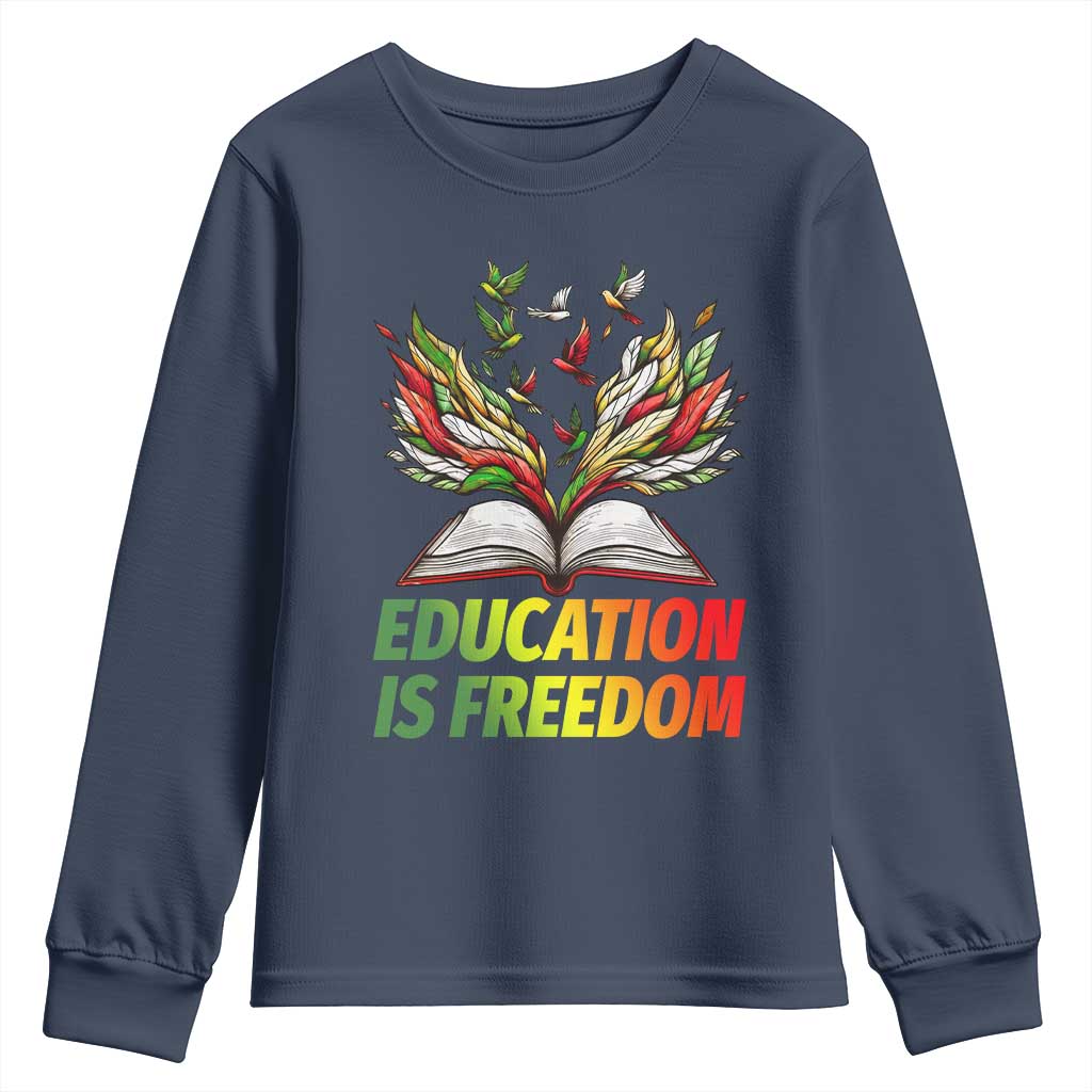 Education Is Freedom Youth Sweatshirt Inspirational Black Teacher Gift - Wonder Print Shop