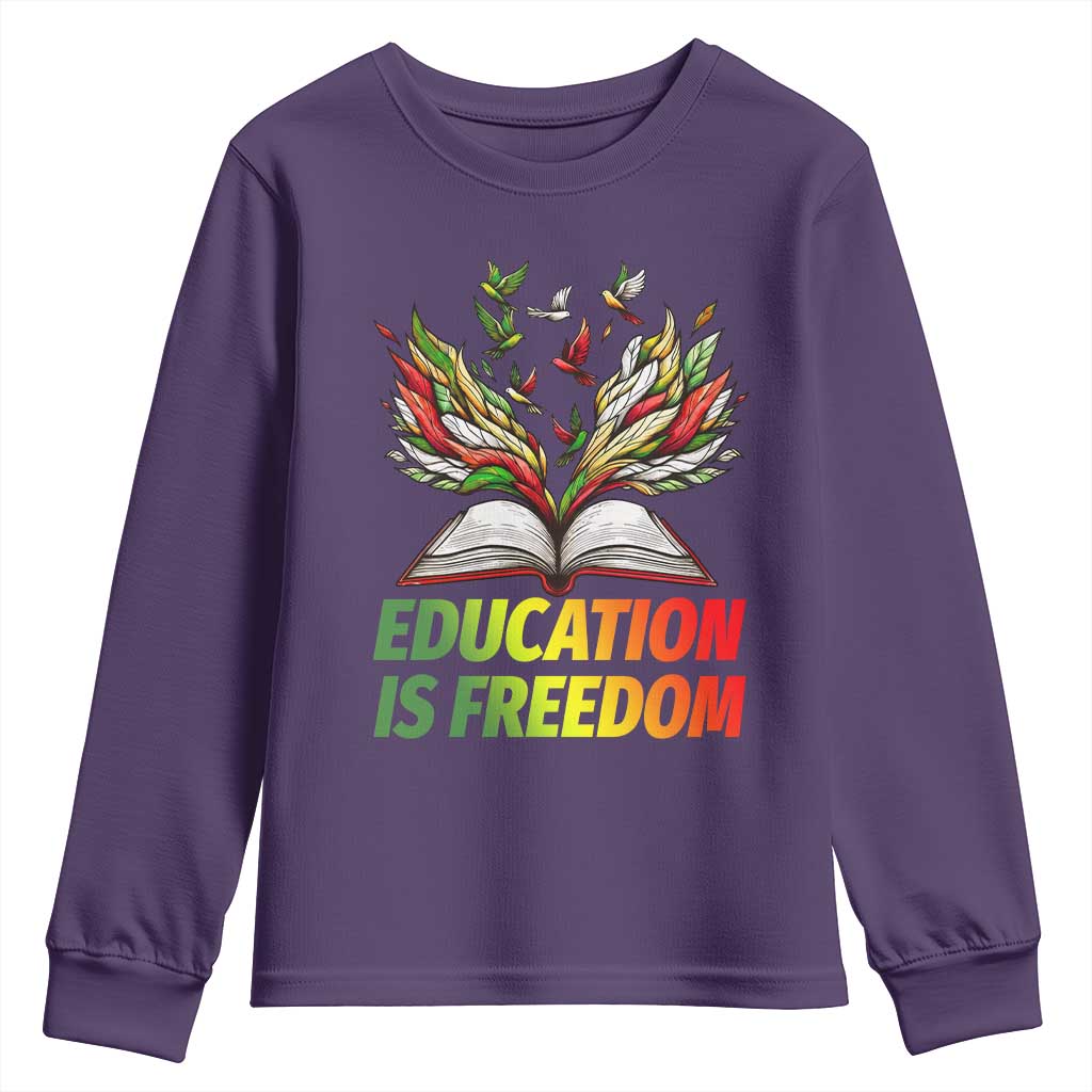 Education Is Freedom Youth Sweatshirt Inspirational Black Teacher Gift - Wonder Print Shop