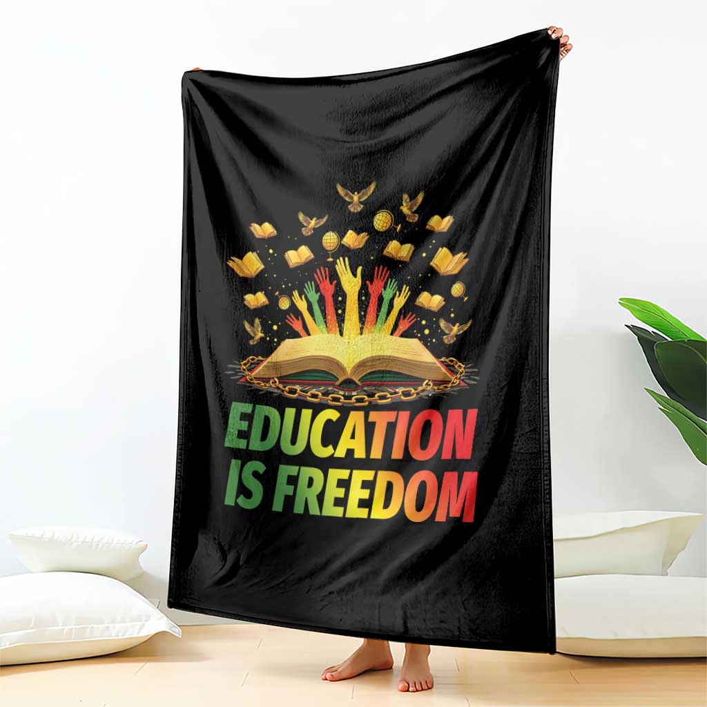 Education Is Freedom Throw Blanket Black Education Teacher Gift - Wonder Print Shop