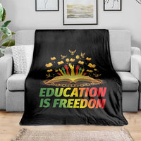 Education Is Freedom Throw Blanket Black Education Teacher Gift - Wonder Print Shop
