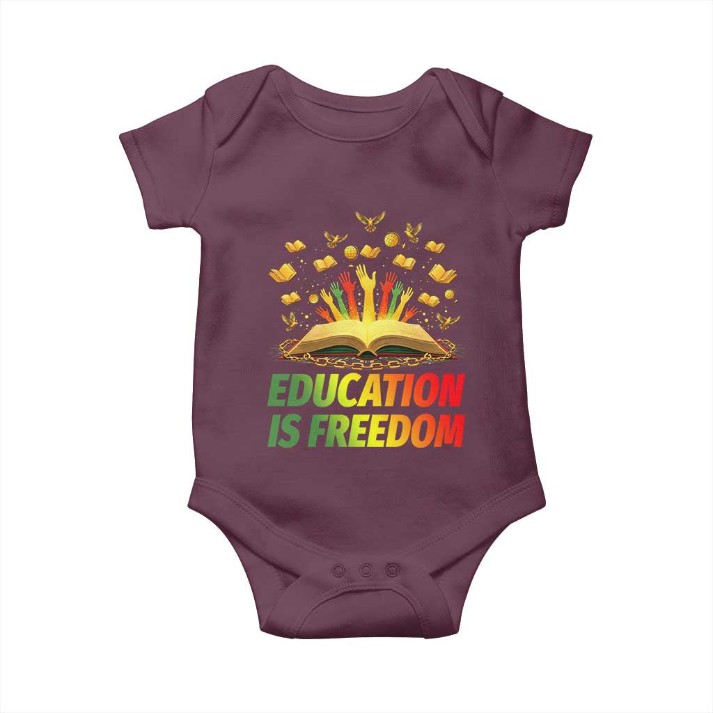 Education Is Freedom Baby Onesie Black Education Teacher Gift - Wonder Print Shop