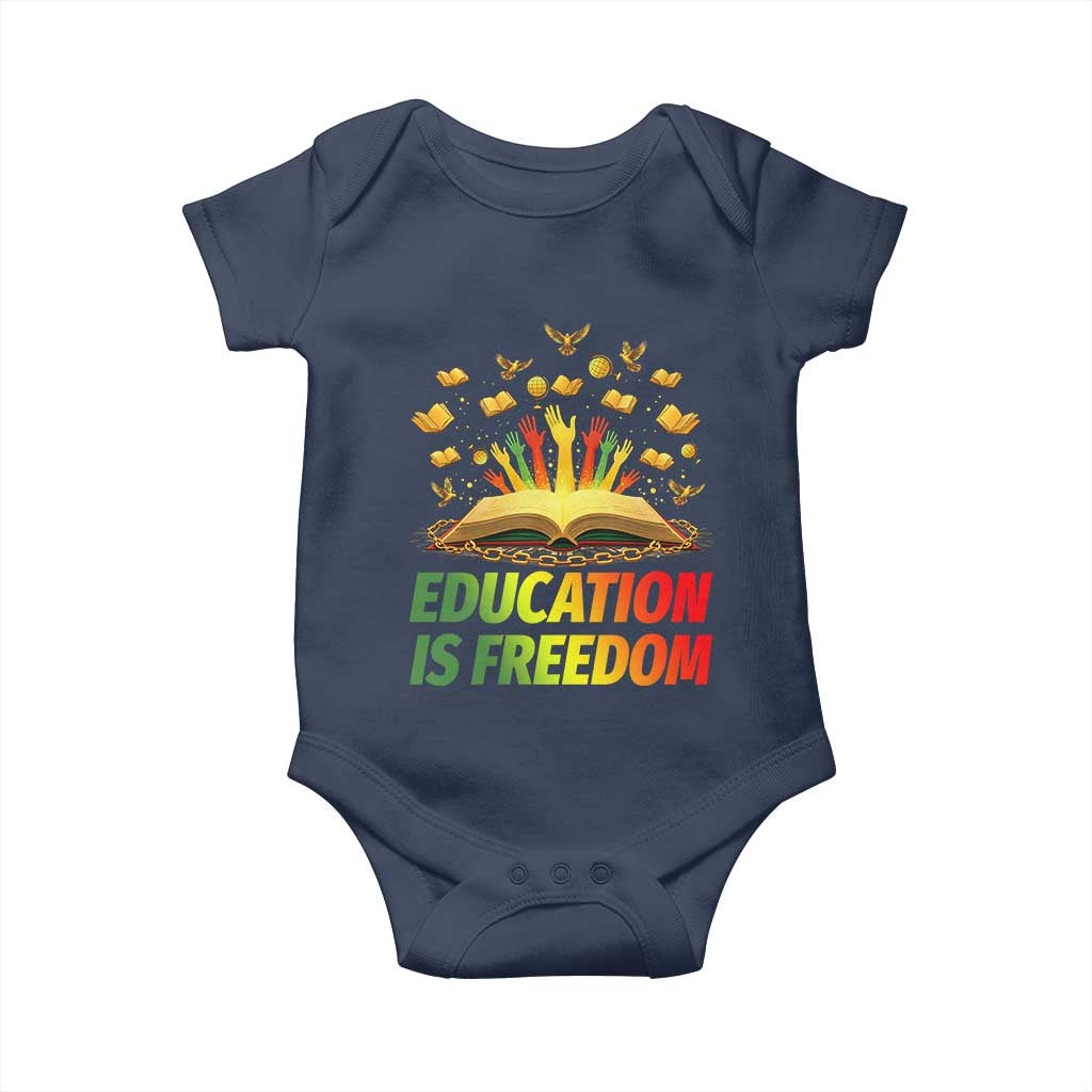 Education Is Freedom Baby Onesie Black Education Teacher Gift - Wonder Print Shop