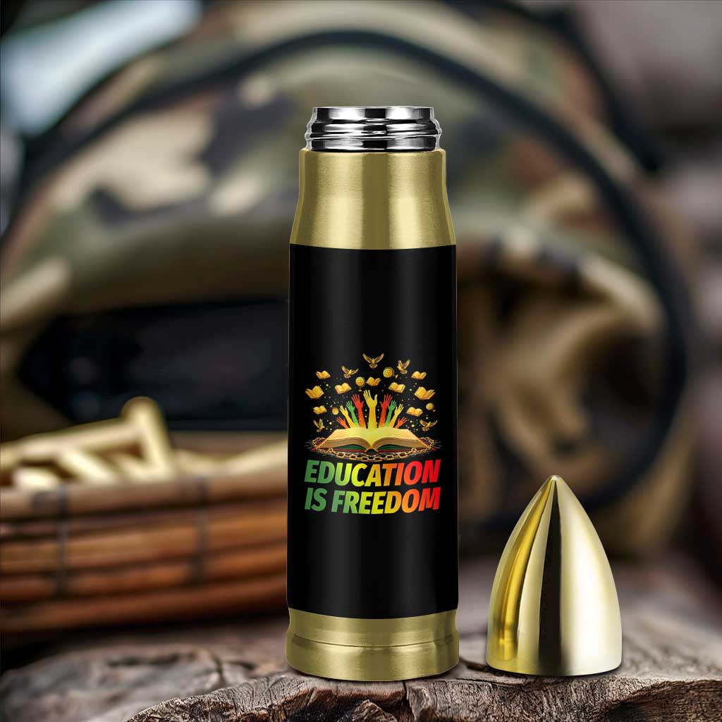 Education Is Freedom Bullet Tumbler Black Education Teacher Gift - Wonder Print Shop