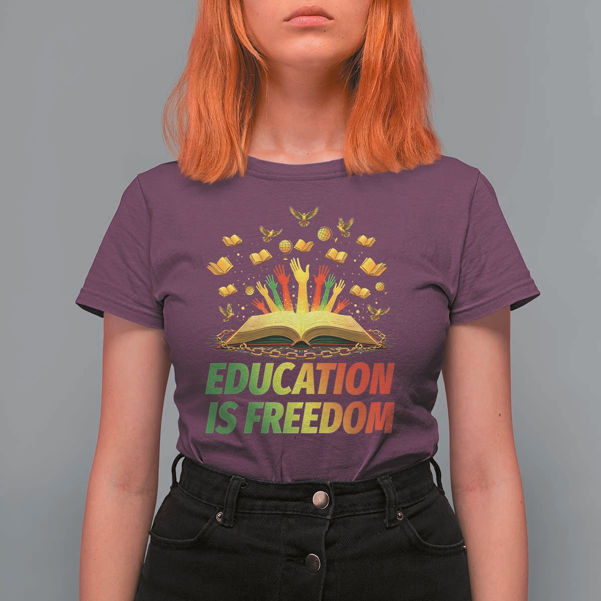 Education Is Freedom T Shirt For Women Black Education Teacher Gift - Wonder Print Shop